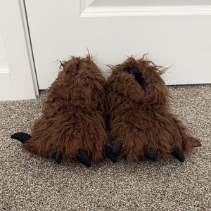 Lazy One Brown Furry Monster Slippers